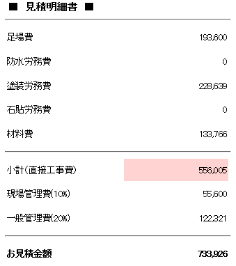 予算原価方式 見積明細書